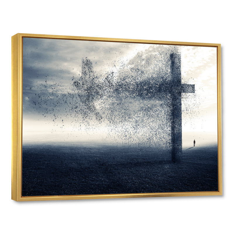Christian Grassy Field II - Décoration murale traditionnelle sur toile, H 8 po x l 12 po x P 1 po, Cadre flottant doré