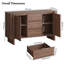 Buffet 59 po à 2 portes en noyer avec 3 tiroirs et tablettes intérieures