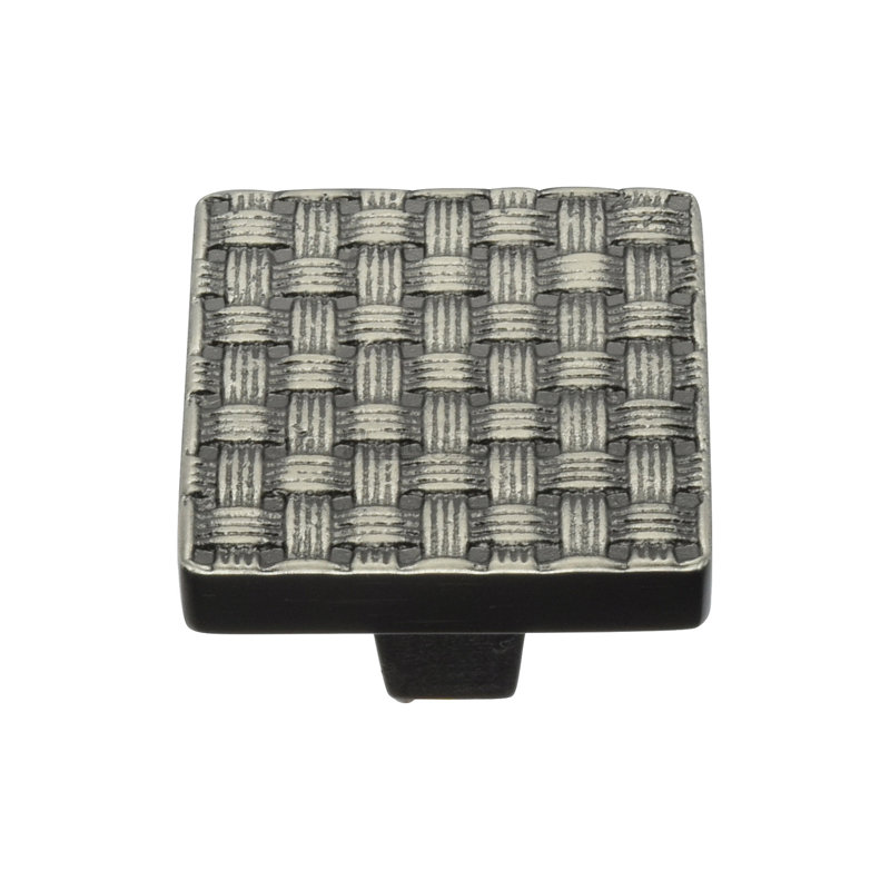 Heritage Brass Cabinet Knob Square Weave Design, 3.2cm L x 3.2cm W x 2.6cm D