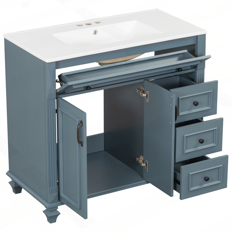 Meuble-lavabo élégant avec plusieurs options de rangement et design moderne