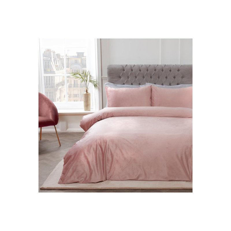 Nyle Polyester Solid Colour Duvet Cover Set with Pillowcases Included, Single Duvet Cover + 1 Standard Pillowcase, Pink