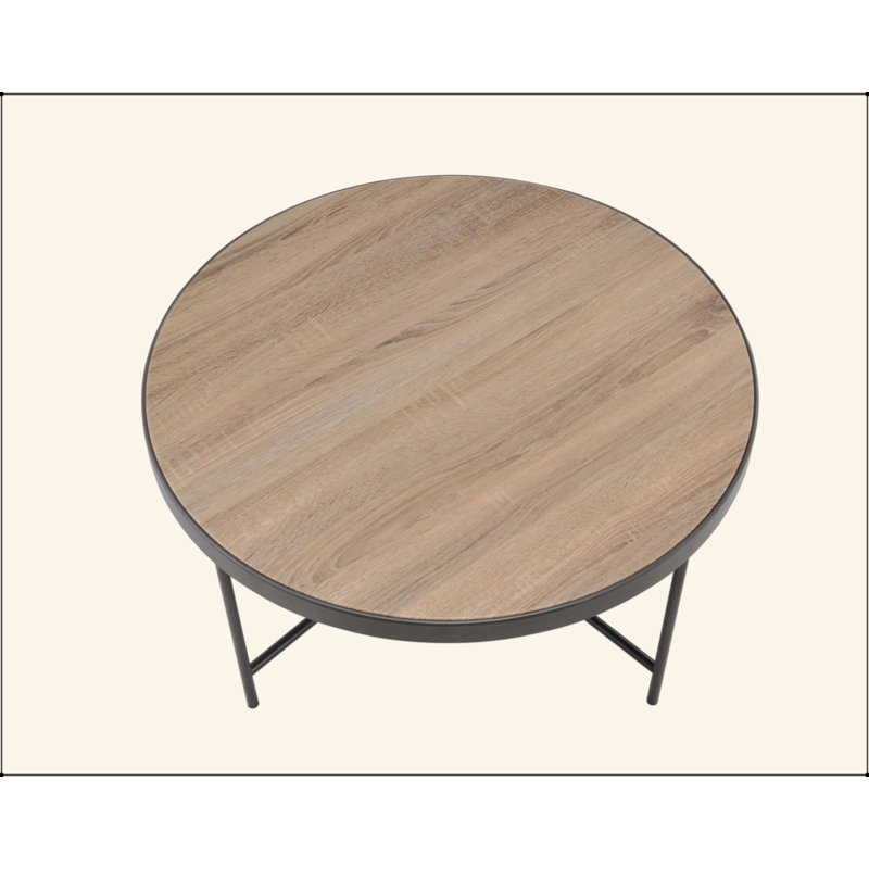 Weathered Gray Oak & Metal Finish Coffee Table