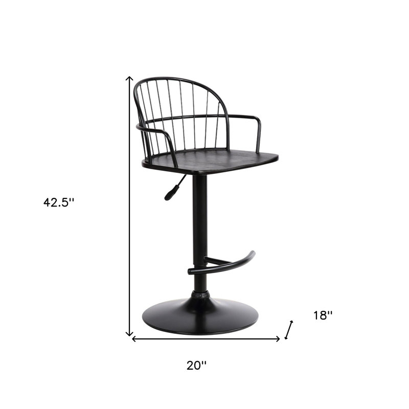 Tabouret de bar en bois et métal, Noir