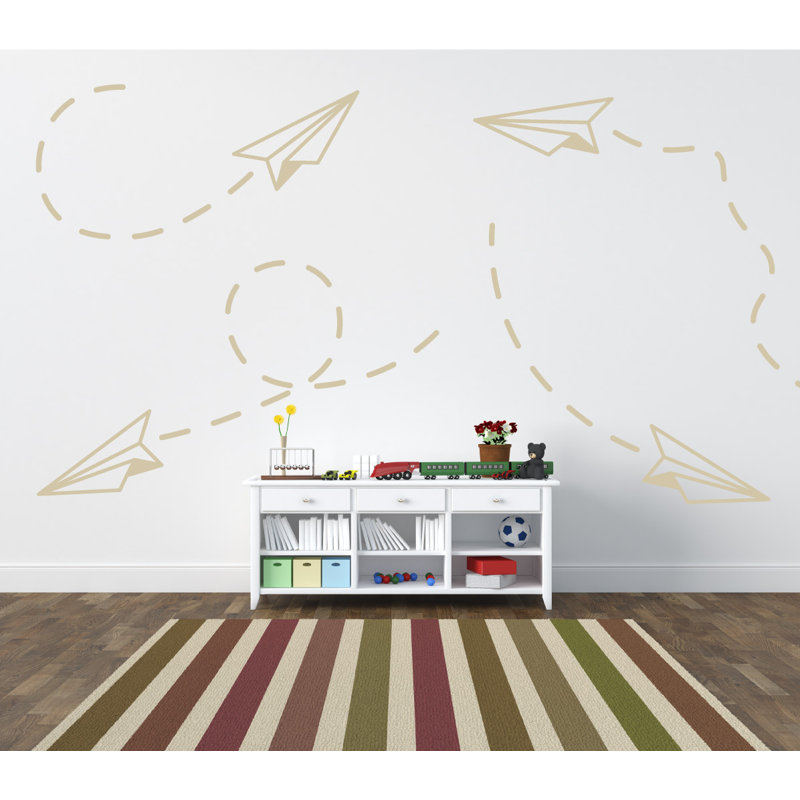 Adhésif décoratif papier avion, Beige, H 30 po x l 33 po x P 0,01 po