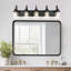 Luminaire de salle de bain moderne à 5 lumières, miroir de salle de bain avec abat-jour en verre transparent et base en métal, noir mat.
