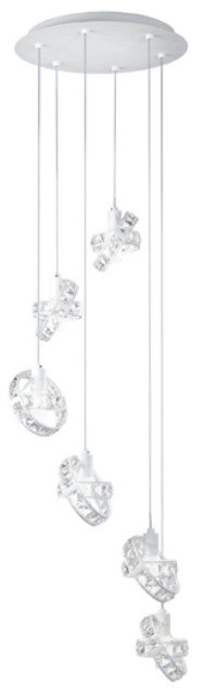 6-Light Cluster Pendant, Crystal and white