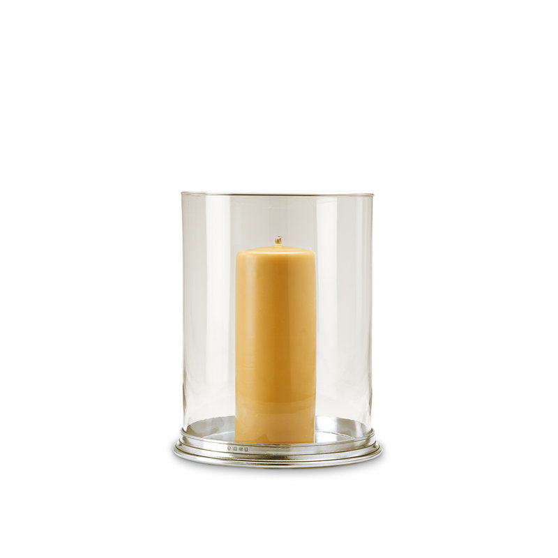 Glass Tabletop Hurricane, 12.6" H x 9.4" W x 9.4" D