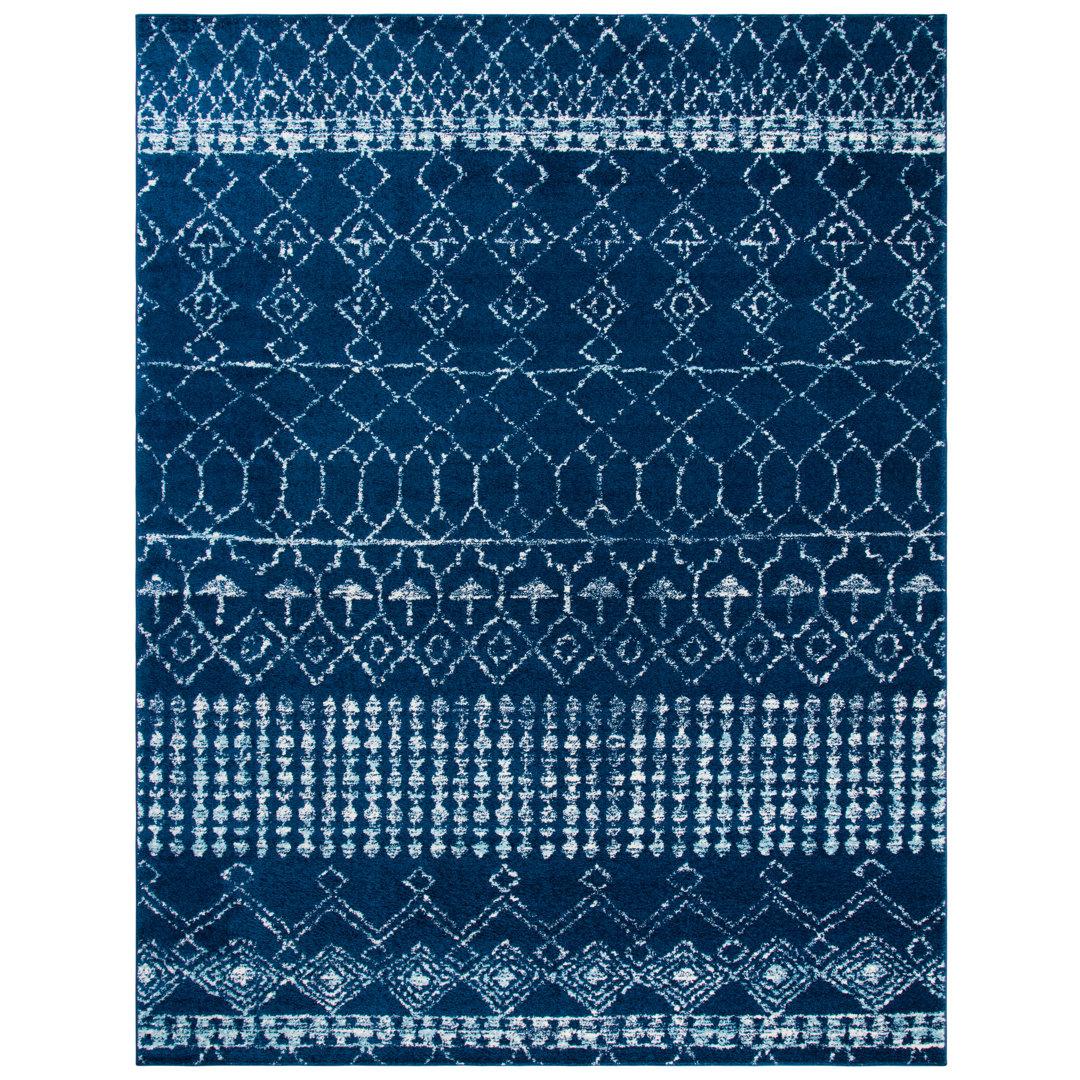 Teppich Metivier in Marineblau/Weiß