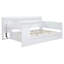 Lit de jour en bois double avec 3 tiroirs, ports USB et bureau