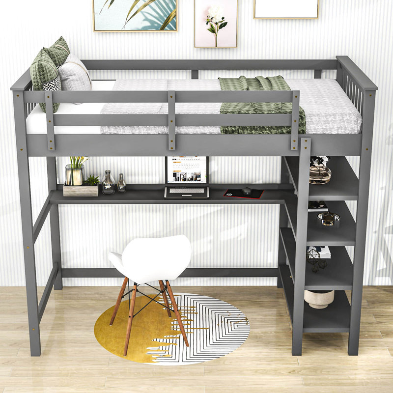 Lit mezzanine Egla par Harriet Bee, gris, Simple
