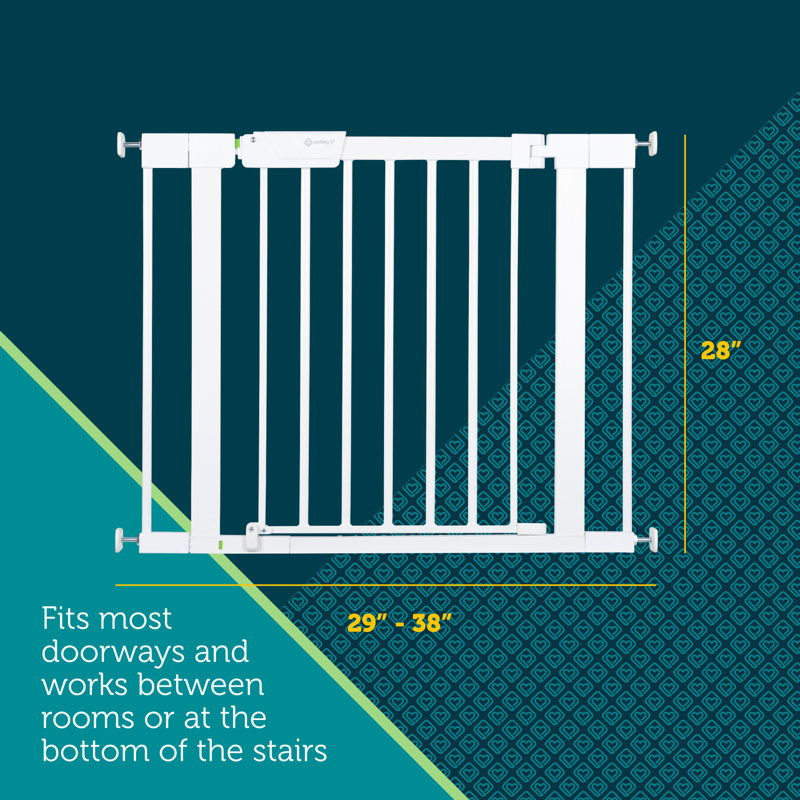 White Metal Pressure Mounted Swinging Stairway Gate