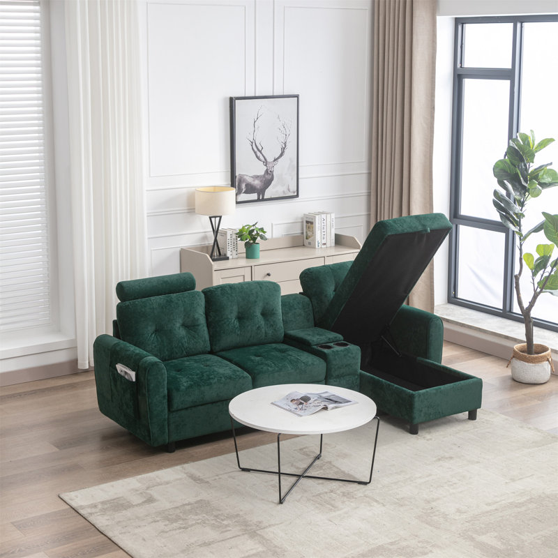 Canapé modulaire de rangement UNI, Polyester émeraude