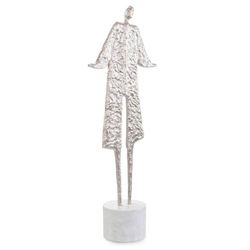 Sculpture silhouette posant sur marbre, grand nickel