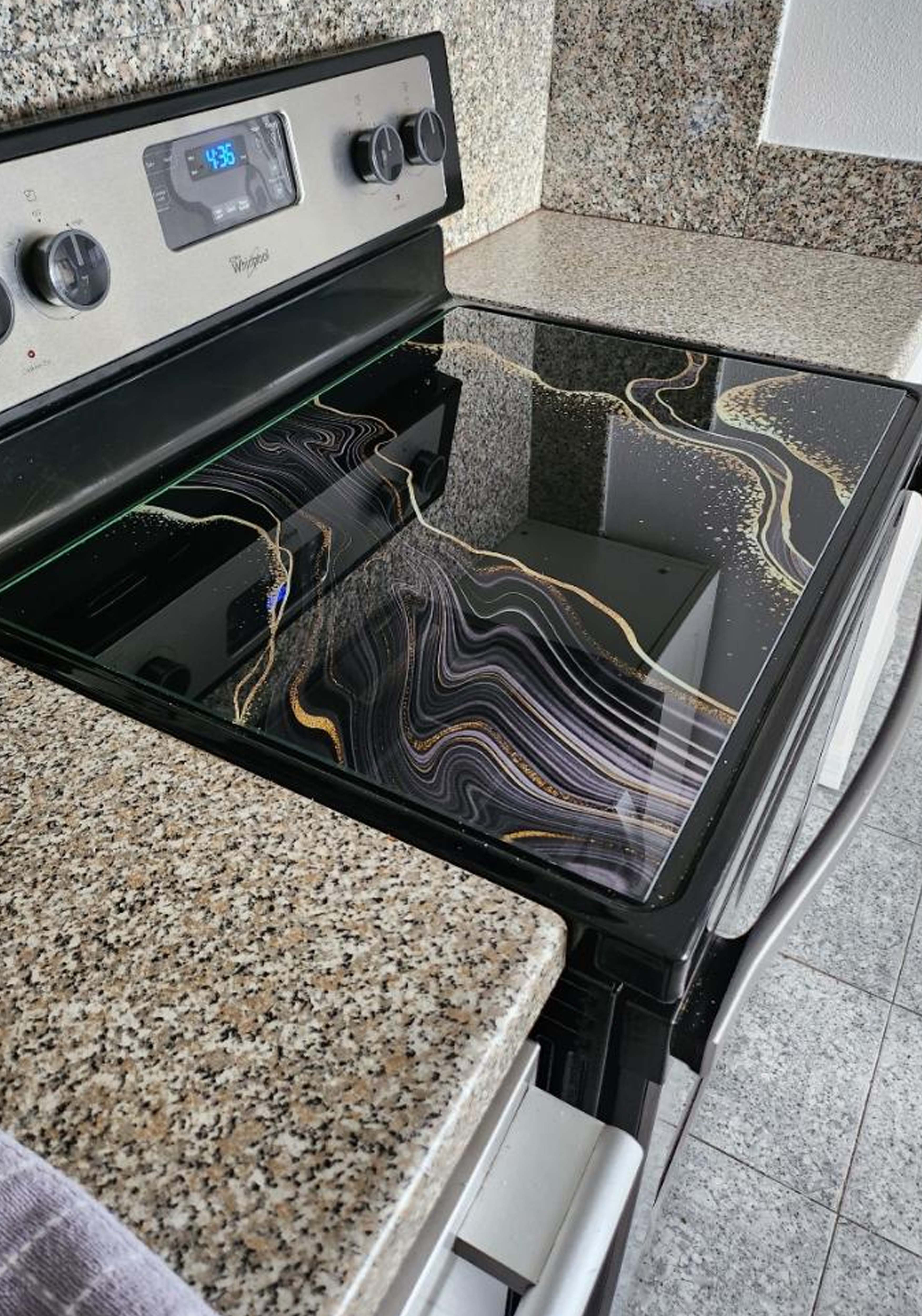Stove Top Cover - Brown and Blue Stone Marble Style Tempered Glass –  Festive Fit Home