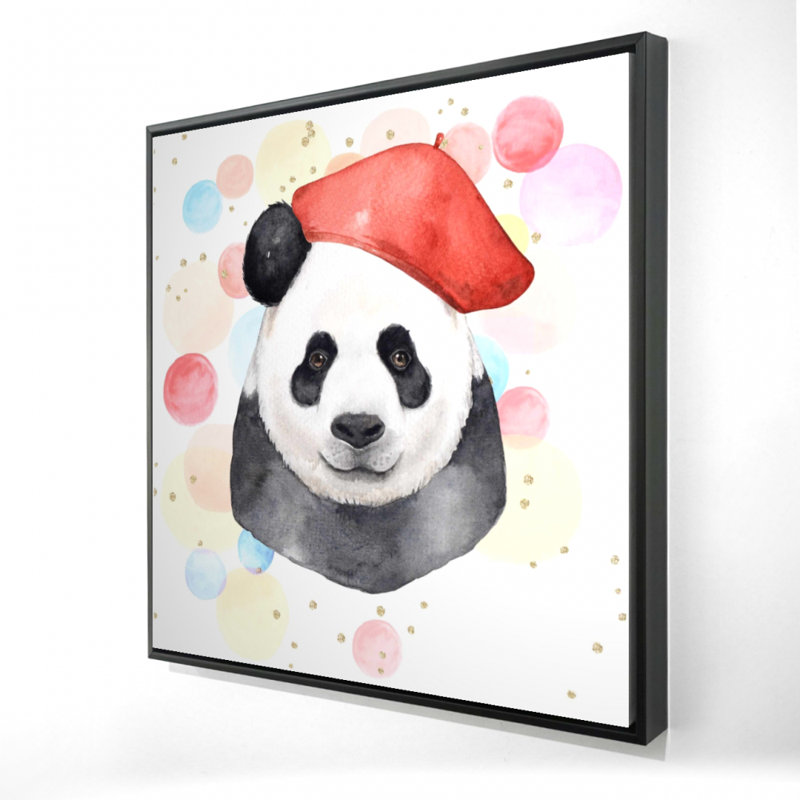 Toile encadrée à motif d'artiste avec des animaux panda | Décoration intérieure