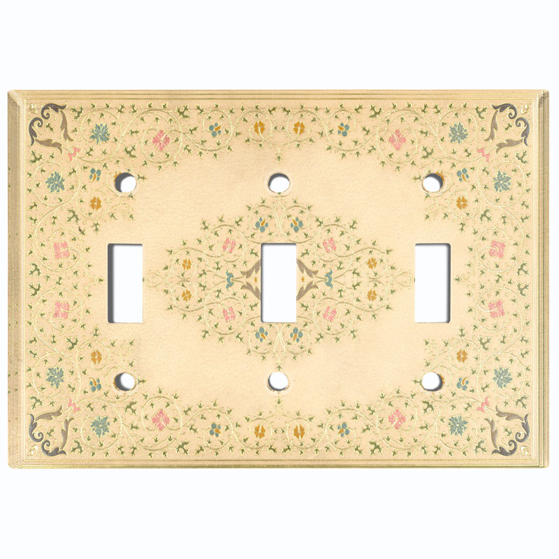 Plaque murale d'interrupteur à bascule à 3 branches Creme Flower Elegant Frame