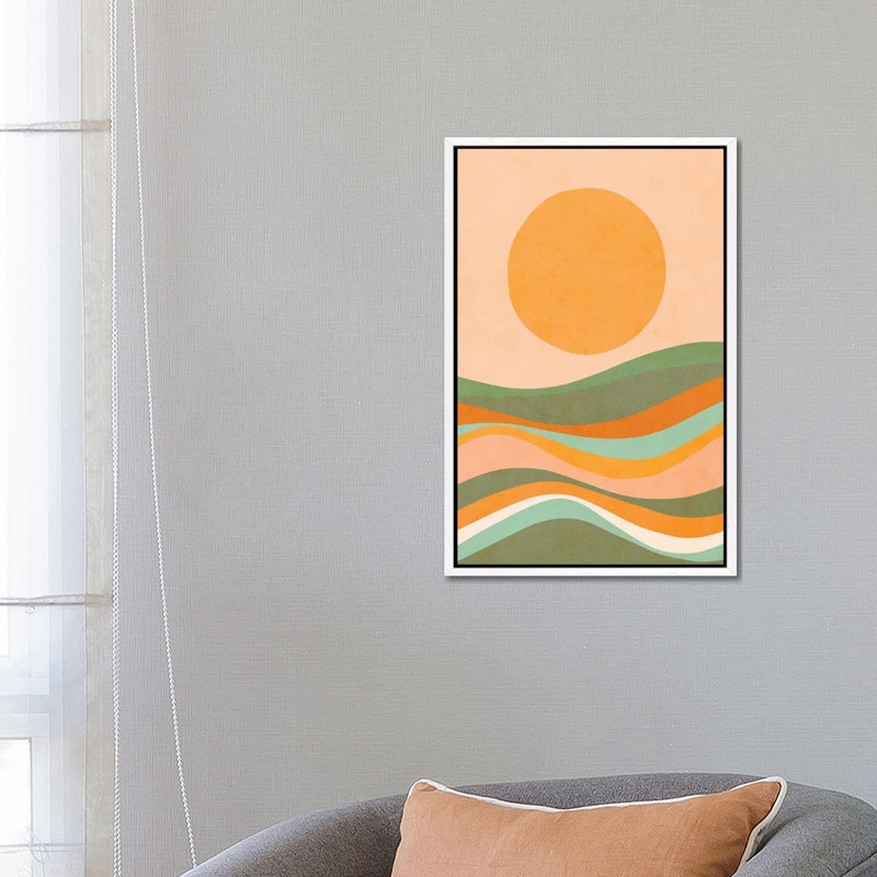 Rainbow Waves Landscape by Dominique Vari - Print on Canvas, White Framed, 66.04 cm H x 45.72 cm W