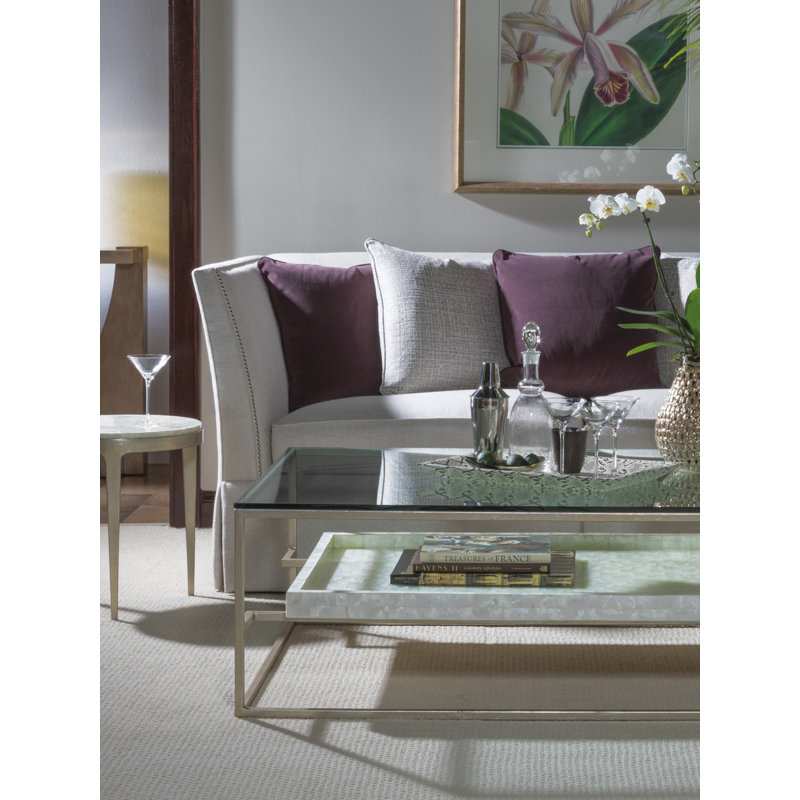 Contemporary Elegance 60" White and Silver Glass Cocktail Table