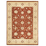 Hand Knotted Wool Area Rug in Rust And Ivory