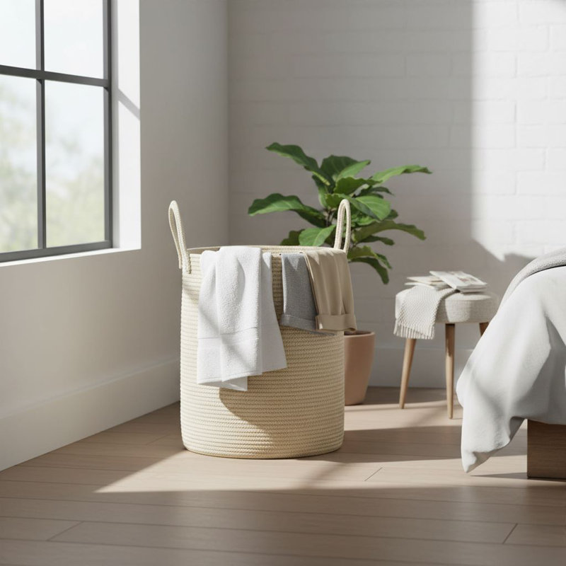 Panier à linge pratique en corde de coton 15 po x 20 po pour usage domestique, Gruau