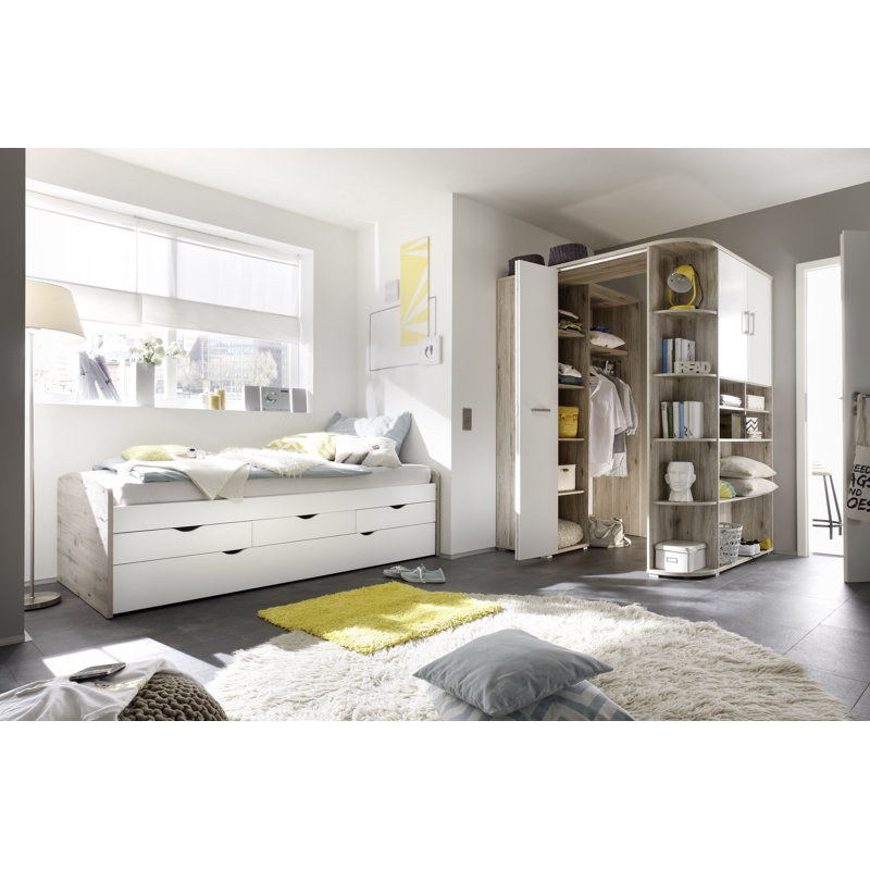 Petrin 1 Door Manufactured Wood Wardrobe, Grey/White