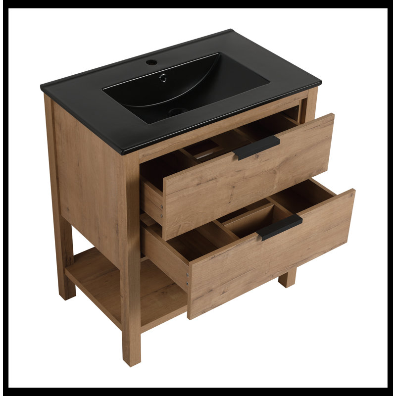 Meuble-lavabo simple avec plateau 30,00 po Deneisha, Noir