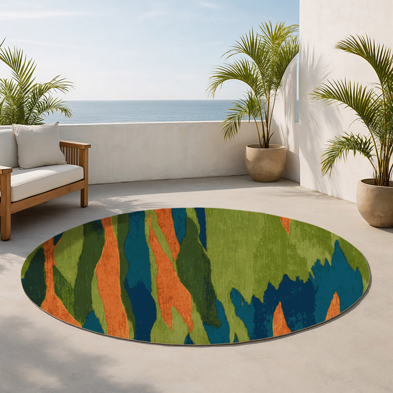 Tapis intérieur et extérieur Cascading Wilderness, Rond 5 pi