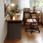 Bureau en fer massif en forme de L brun noyer + noir-144204324-144204321