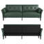 Canapé convertible en similicuir 89 po avec 2 coussins carrés, dossier et accoudoirs réglables, causeuse moderne pour le salon, vert foncé-1534991001