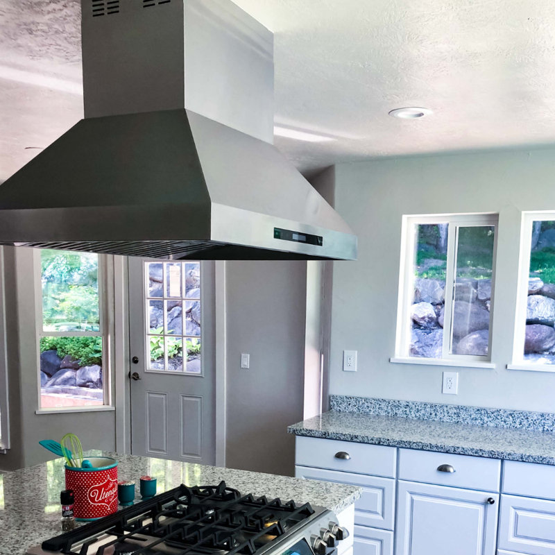PROLINE 36-Inch Professional Island Range Hood, Ducted, 1800 CFM, Stainless Steel, LED Lights, LCD Touch Control, ULTRA-QUIET Blower Motor, 4 Speed, 3-Year Warranty