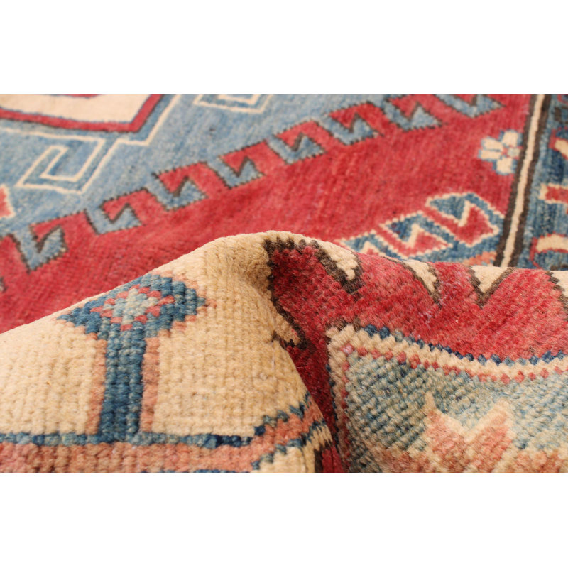 Tapis rouge / bleu / crème en laine noué à la main de conception unique 8 pi 3 po x 10 pi 8 po New Age Tremont