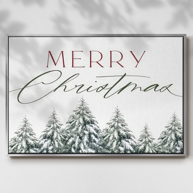 Joyeux Noël, arbres, H 17 po x l 25 po x P 1,5 po, Encadrement argenté