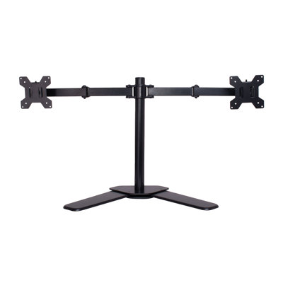 Kratos - Dual Monitor Stand for LED LCD 10 to 27 inch Vesa 75/100 mm with Steel Desk Base Black