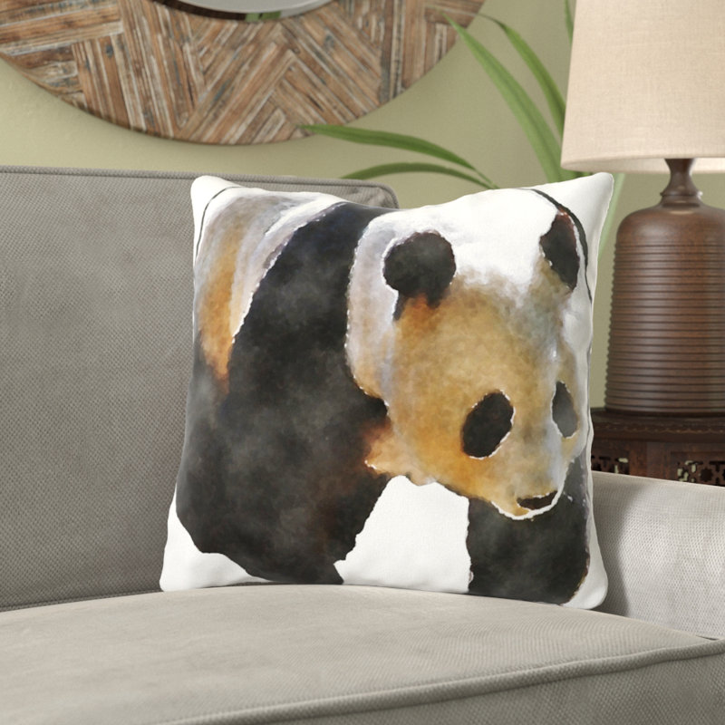 Coussin panda Melaina, Microsuède, Intérieur