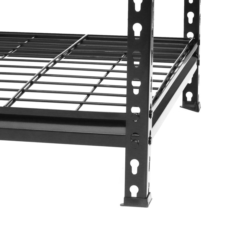 Unité robuste à 5 tablettes, l 48 po x P 24 po, H 72 po, hauteur réglable, installation, capacité de 4 000 lb, pour le garage, le sous-sol, l'entrepôt, l'atelier, les tablettes en métal noir et, également, la charge totale
