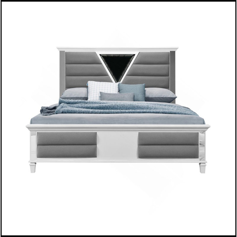 WHITE BED WITH LED, King
