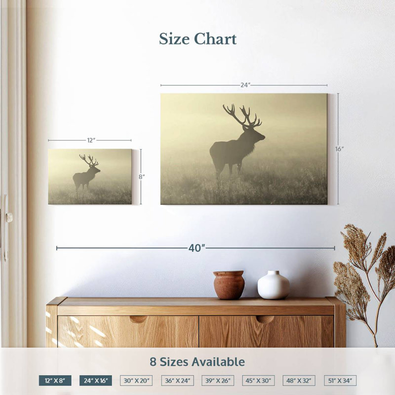 Cerf Crowle Mist, H 16 po x l 24 po