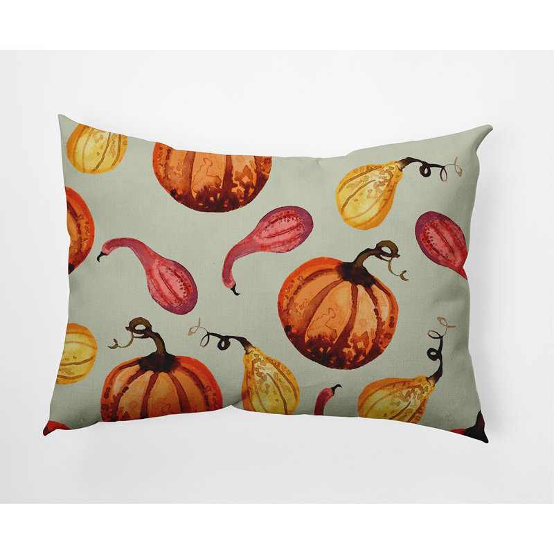 Gourds Outdoor Reversible Throw Pillow, Green