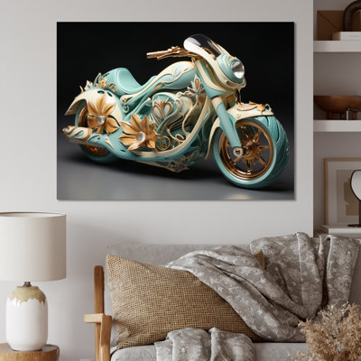 Turquoise, or, scooter personnalisé, croiseur II, reproduction d'art sur toile