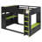 Full Size Wood Loft Bed with Height-adjustable Desk, Drawers, Storage Compartments, Hanging Rod and RGB Lights-2087363248