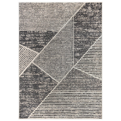 Tapis contemporain délavé à motif géométrique