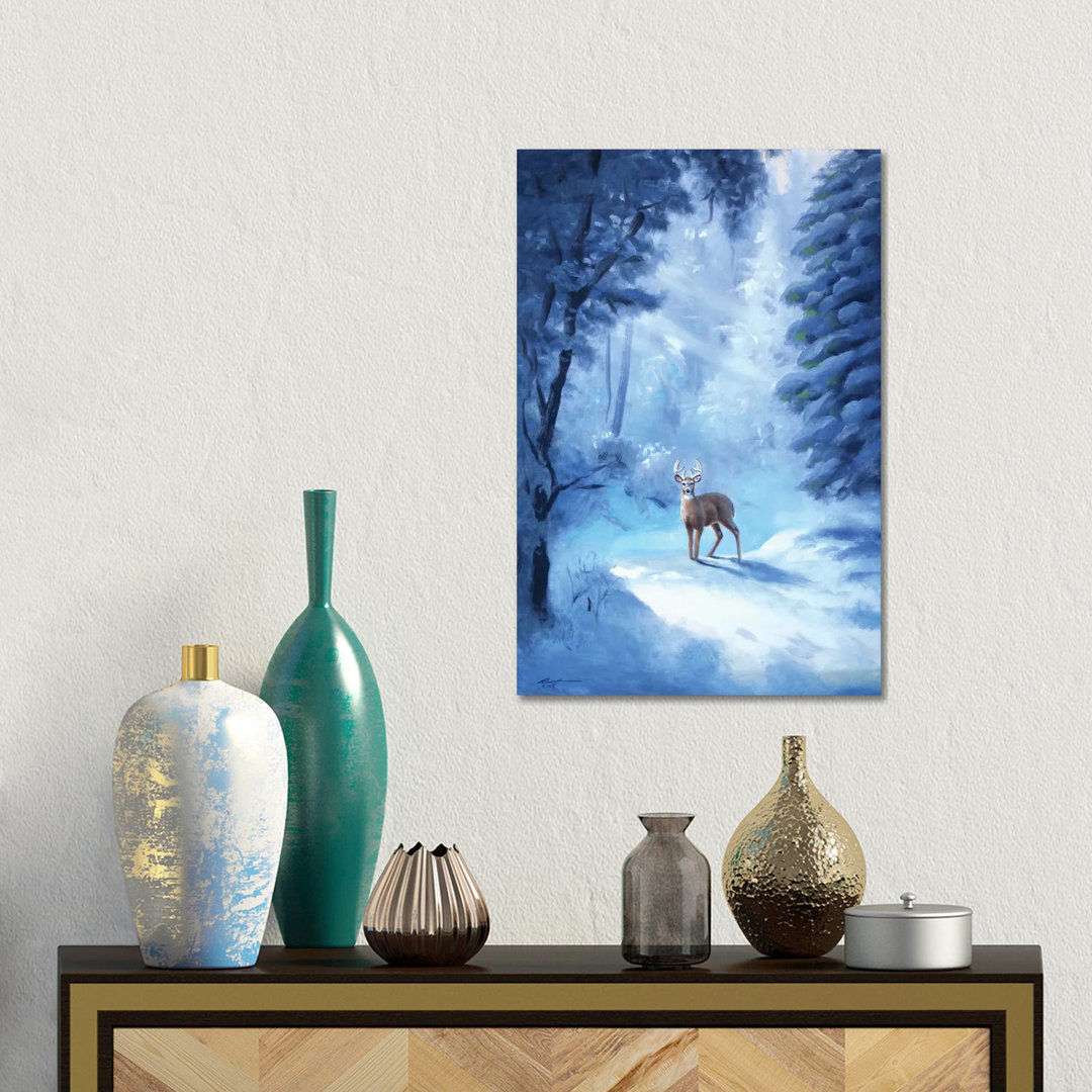 Buck In Snow von D. "Rusty" Rust - No Frame Gallery-Wrapped Canvas Giclée on Canvas