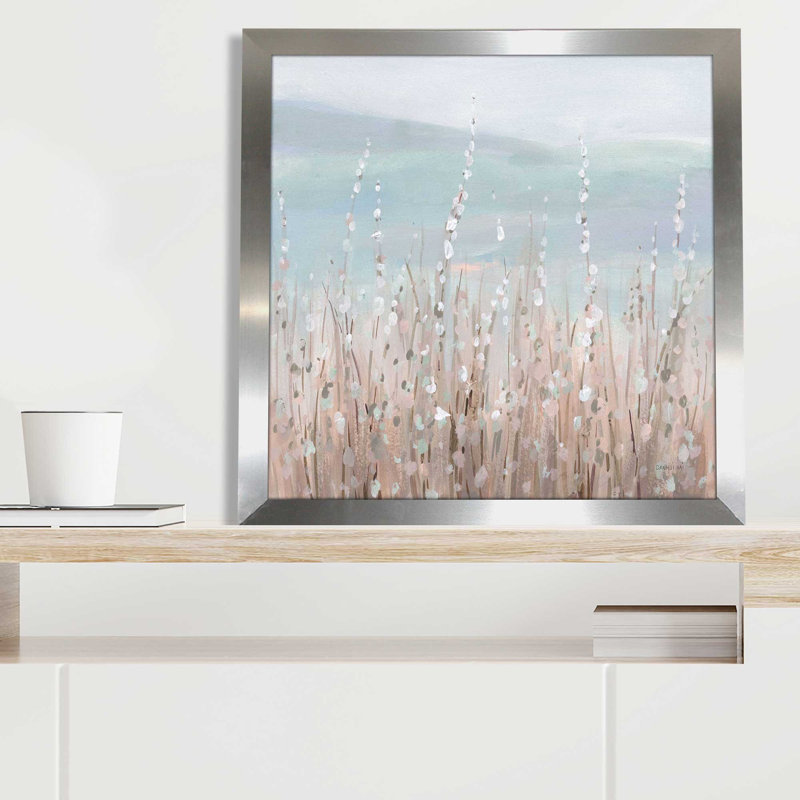 Coastal Morning Blooms - Peinture, L 25,5 po x H 25,5 po, Encadrement argenté