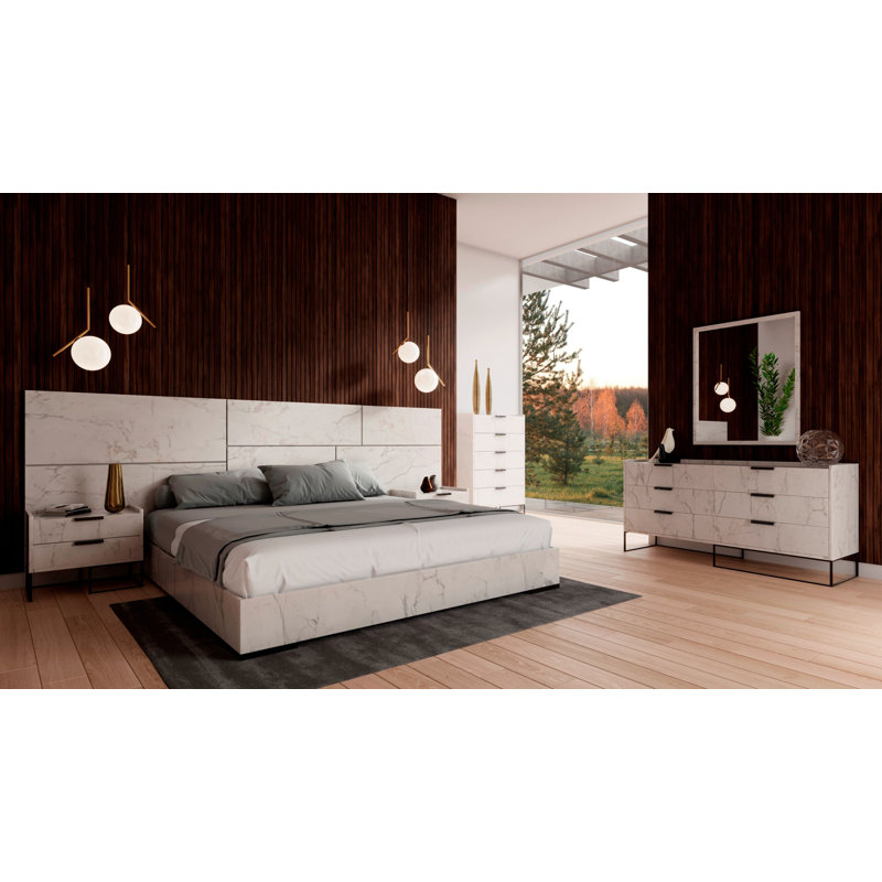 Ensemble de chambre à coucher 4 pièces Marbella, Grand, Blanc