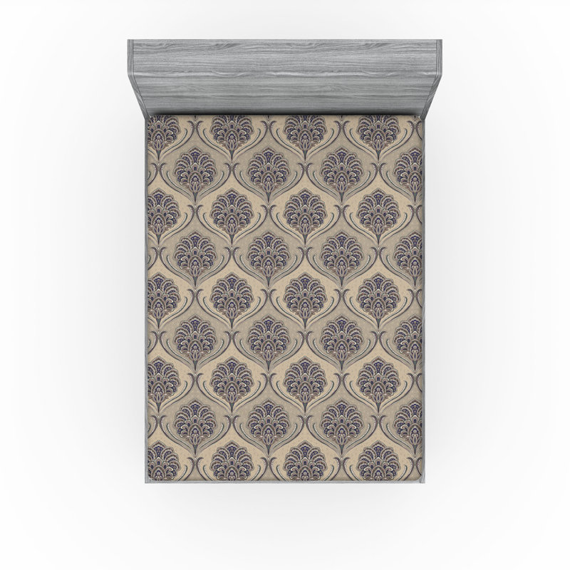Drap-housse Ambesonne, Taupe chaud, cacao, indigo / floral, Drap-housse grand