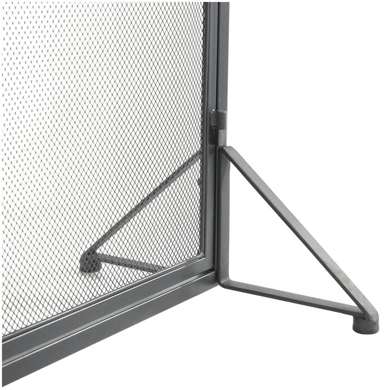 Minimalist metal fire screen with arched doors and handles