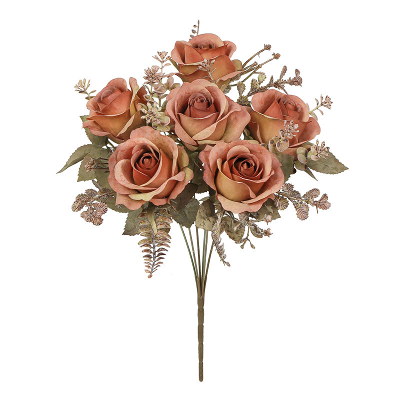 Bouquet de roses artificielles, Brun