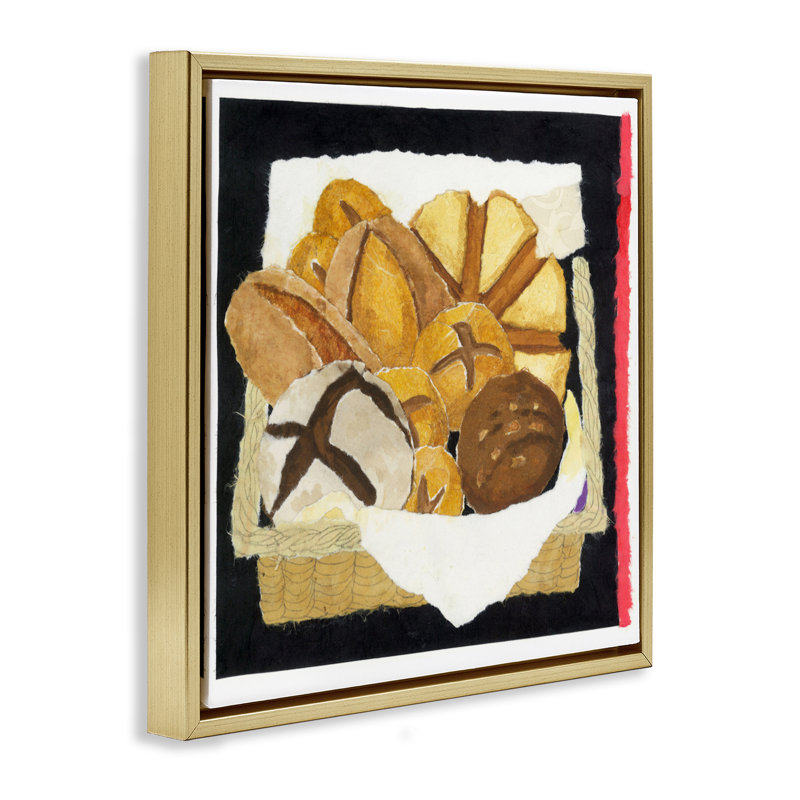 Boîte à pain et cadre flottant à rayures, design par Nancy Overton, H 25 po x l 25 po, Cadre flottant métallique doré