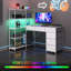 Bureau d'ordinateur de coin en L 47 po réversible avec 6 tiroirs et 5 tablettes de rangement-2069251745