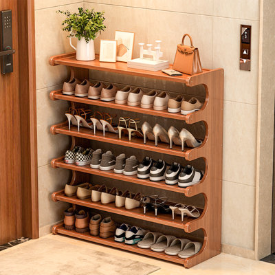 A [Bamboo Shoe Rack] Christmas Gift Bamboo Shoe Rack |  Shoe Storage Rack,  Easy to Assemble, Space-Saving | 5/6-Tier Shoe Rack for Front Door Entryway, Entry Hallway, Living Room, Bedroom, Garage